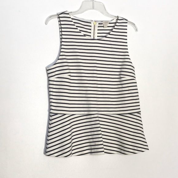 J. Crew Factory Tops - J Crew Black & White Striped Peplum Top Medium
